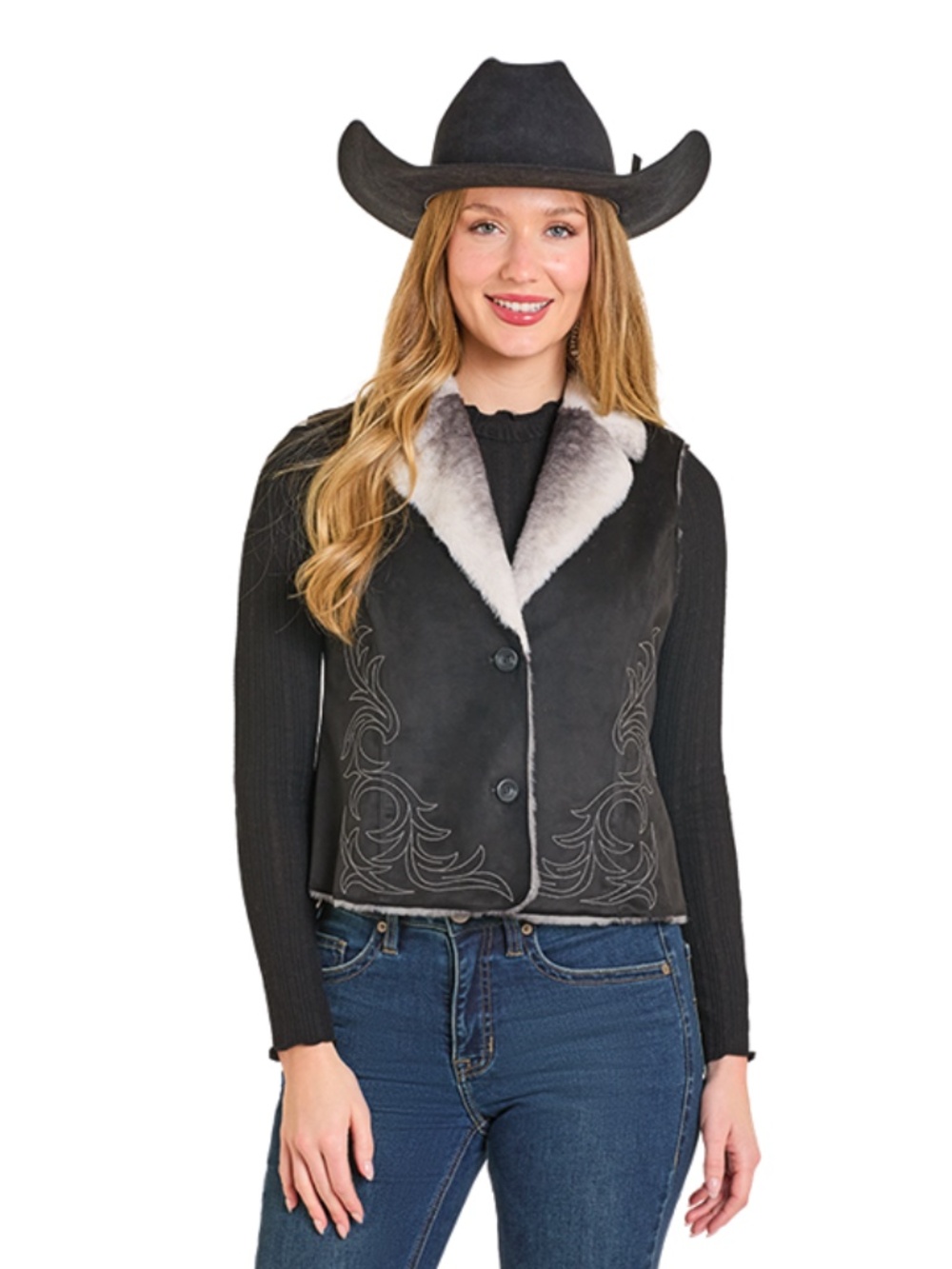 Embroidered Microsuede Vest by Panhandle Slim